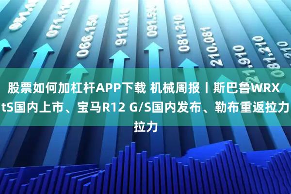 股票如何加杠杆APP下载 机械周报丨斯巴鲁WRX tS国内上市、宝马R12 G/S国内发布、勒布重返拉力